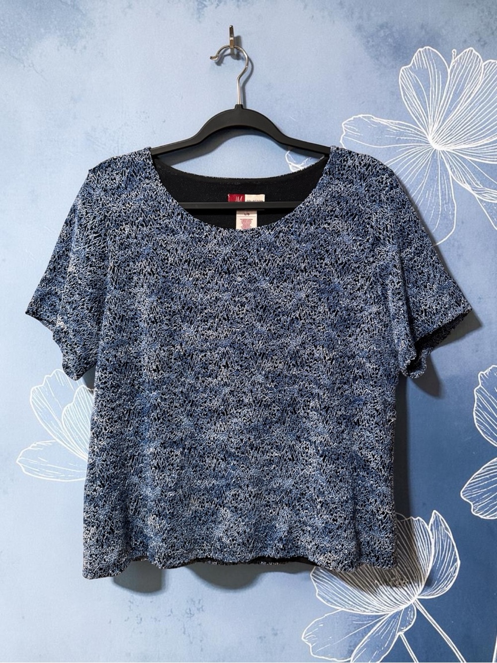 JM Collection Multi Blue Textured Top - Picture 10 of 10
